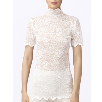 レースハイネック半袖プルオーバー