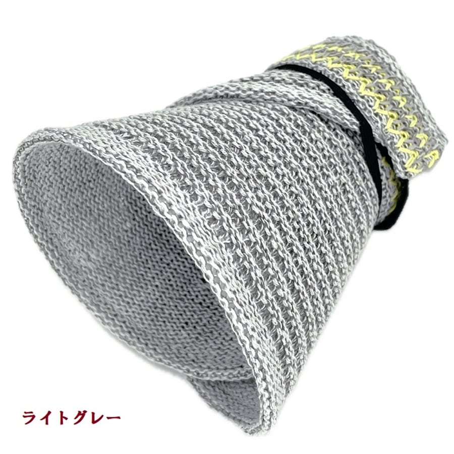 麻混の格子柄サンバイザー〔ライトグレー〕 ライトグレー