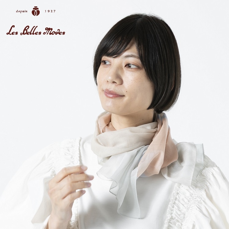 シルク×コットンのシアーストール〔ベージュ系〕