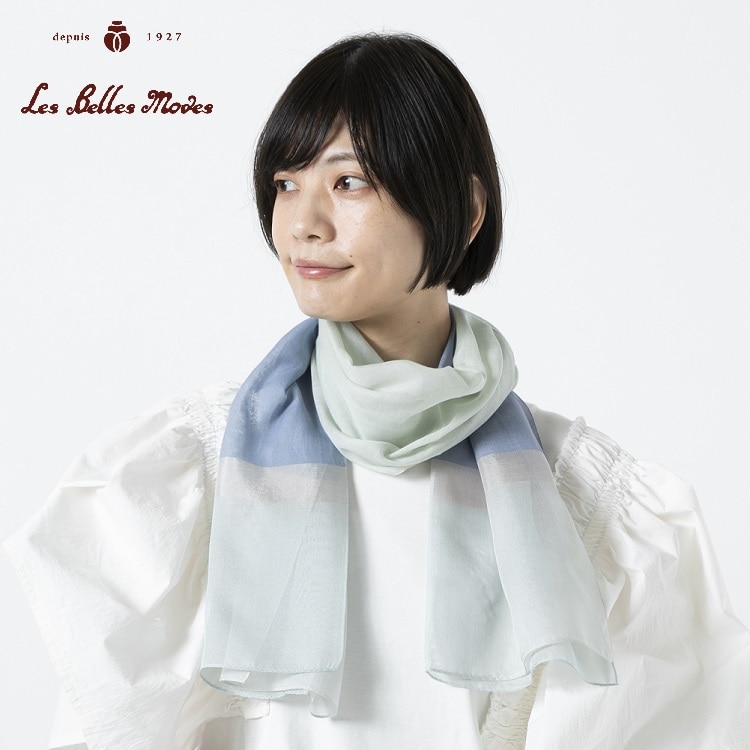 シルク×コットンのシアーストール〔グリーン系〕