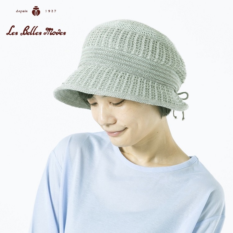 麻混ゆったりクローシュ〔ライトグレー〕