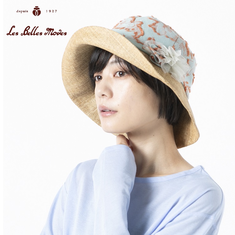 つば遮光のペーパークロス×カットジャカードクローシュ〔セージ〕