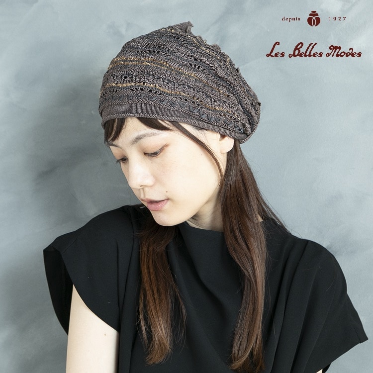 艶めくニットヘアバンド〔ブラウン系〕