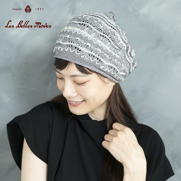 艶めくニットヘアバンド〔グレー系〕