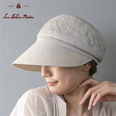 ステッチアクセント大つばキャスケット〔Ｍサイズ／ライトベージュ〕