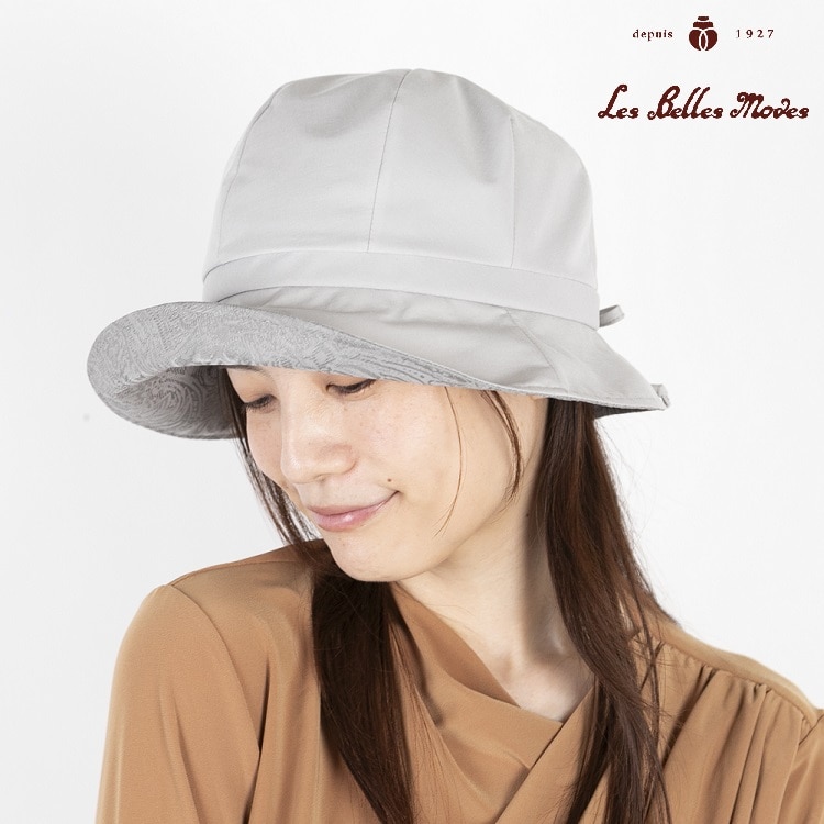 つば裏ジャガードのはっ水クローシュ〔グレージュ〕