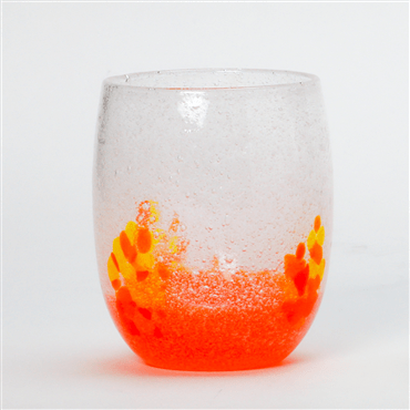泡花見グラス　オレンジ赤