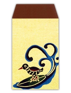 紅型工房　守紅　ポチ袋　「波乗りヤンバルクイナ」５枚入り