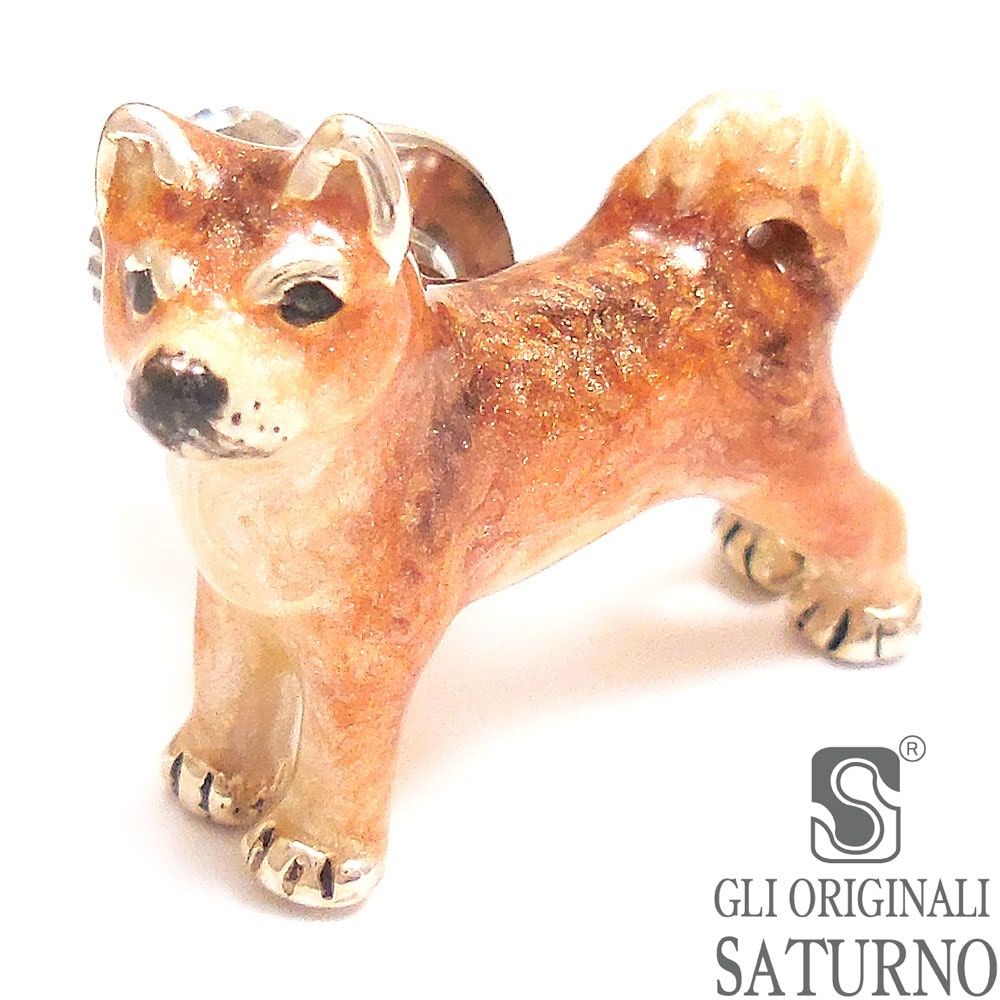 SATURNO サツルノ ピンブローチ ラペルピン 柴犬 茶柴 シルバー925 エナメル彩色 イタリア製 メンズ レディース(茶):  entiere｜JAL Mall｜マイルがたまる・つかえる ショッピングモール