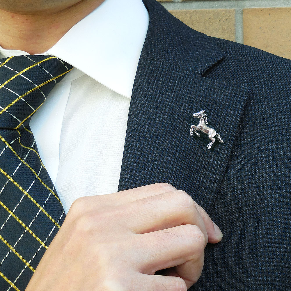 SATURNO サツルノ ピンブローチ ラペルピン 馬 シルバー925 イタリア製 メンズ レディース