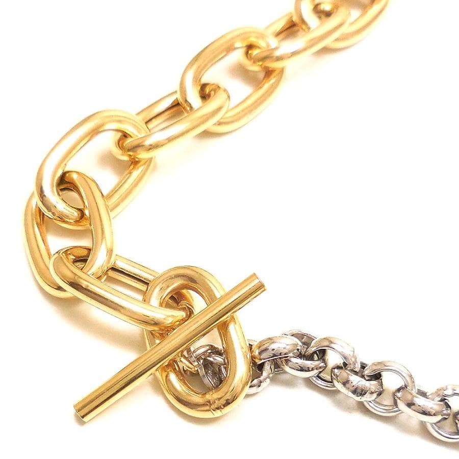 entiere アンティエーレ ネックレス マンテル トグルクラスプ Tバー バイカラー 45cm レディース シルバー925