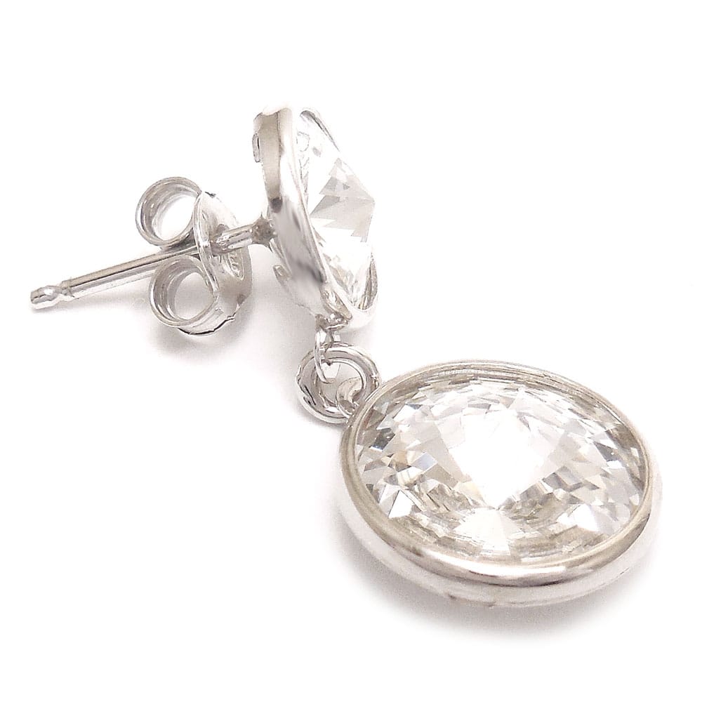 entiere アンティエーレ ピアス ダングル クリスタルガラス シルバー925 ロジウムメッキ スタッド式 キャッチ式 両耳用 レディース