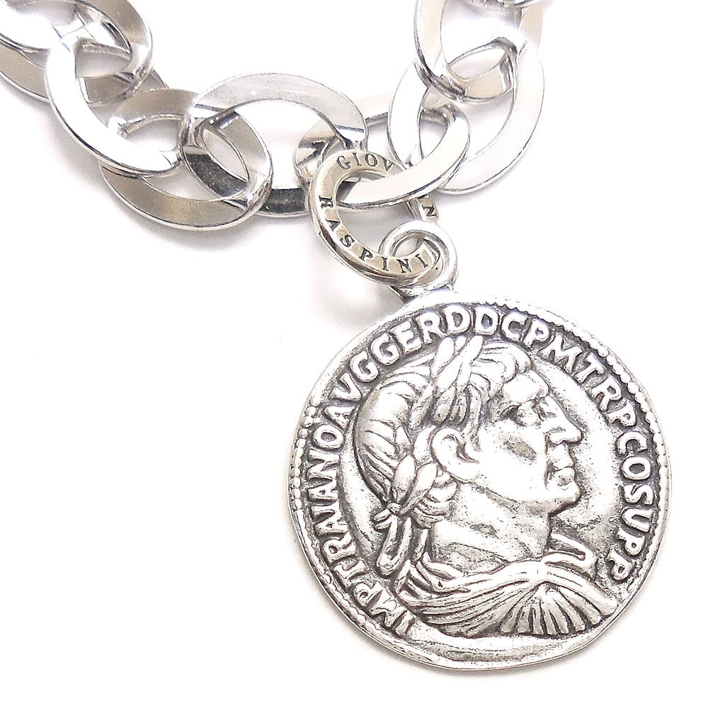 GIOVANNI RASPINI ジョバンニ・ラスピーニ ブレスレット 古代ローマコインチャーム マンテル Tバー トグルクラスプ シルバー925 いぶし銀