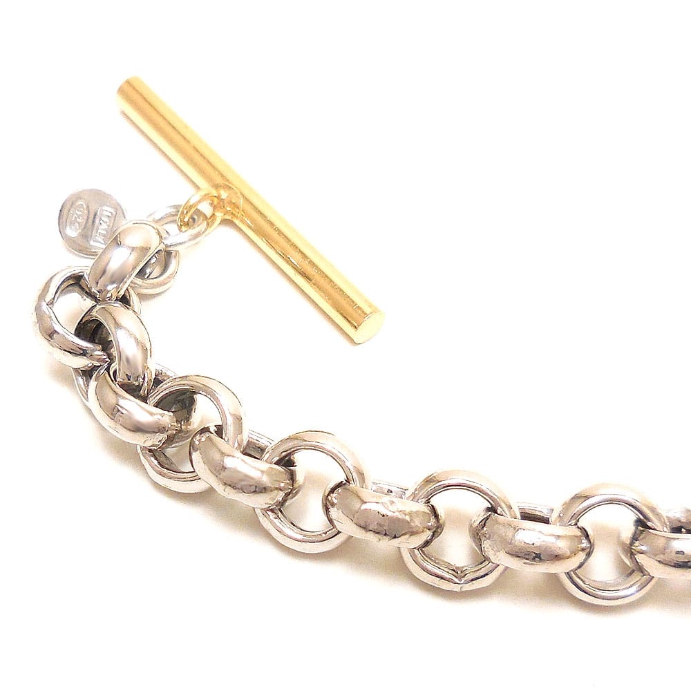 entiere アンティエーレ ブレスレット マンテル トグルクラスプ Tバー バイカラー 20cm レディース シルバー925