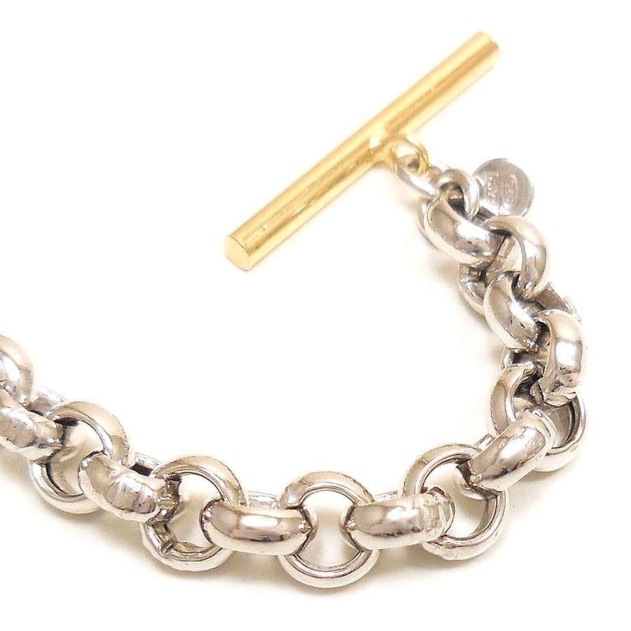 entiere アンティエーレ ネックレス マンテル トグルクラスプ Tバー バイカラー 45cm レディース シルバー925