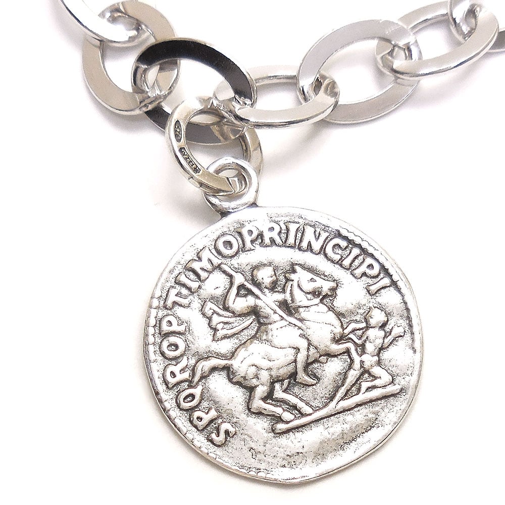 GIOVANNI RASPINI ジョバンニ・ラスピーニ ブレスレット 古代ローマコインチャーム マンテル Tバー トグルクラスプ シルバー925 いぶし銀