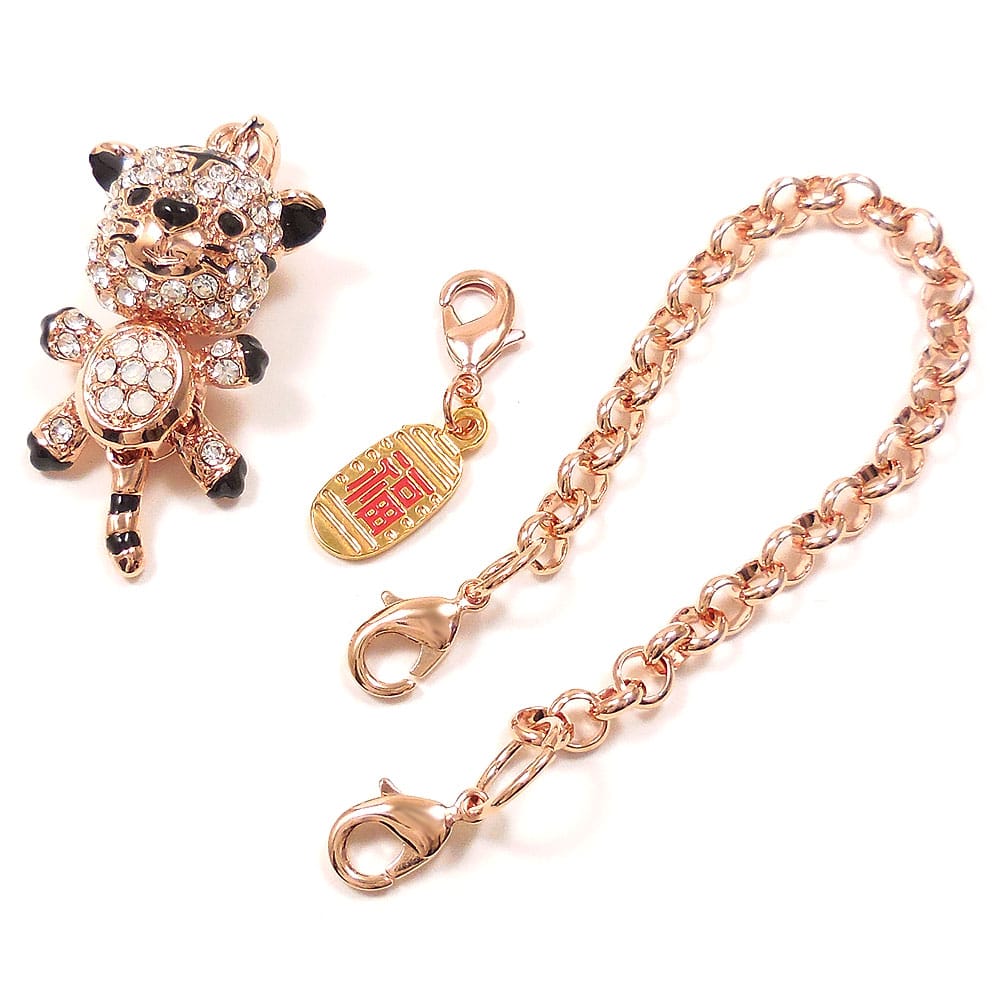 entiere アンティエーレ キラキラ チャーム バッグチャーム 虎 寅 トラ ピンクゴールドカラー ピンクゴールドカラー