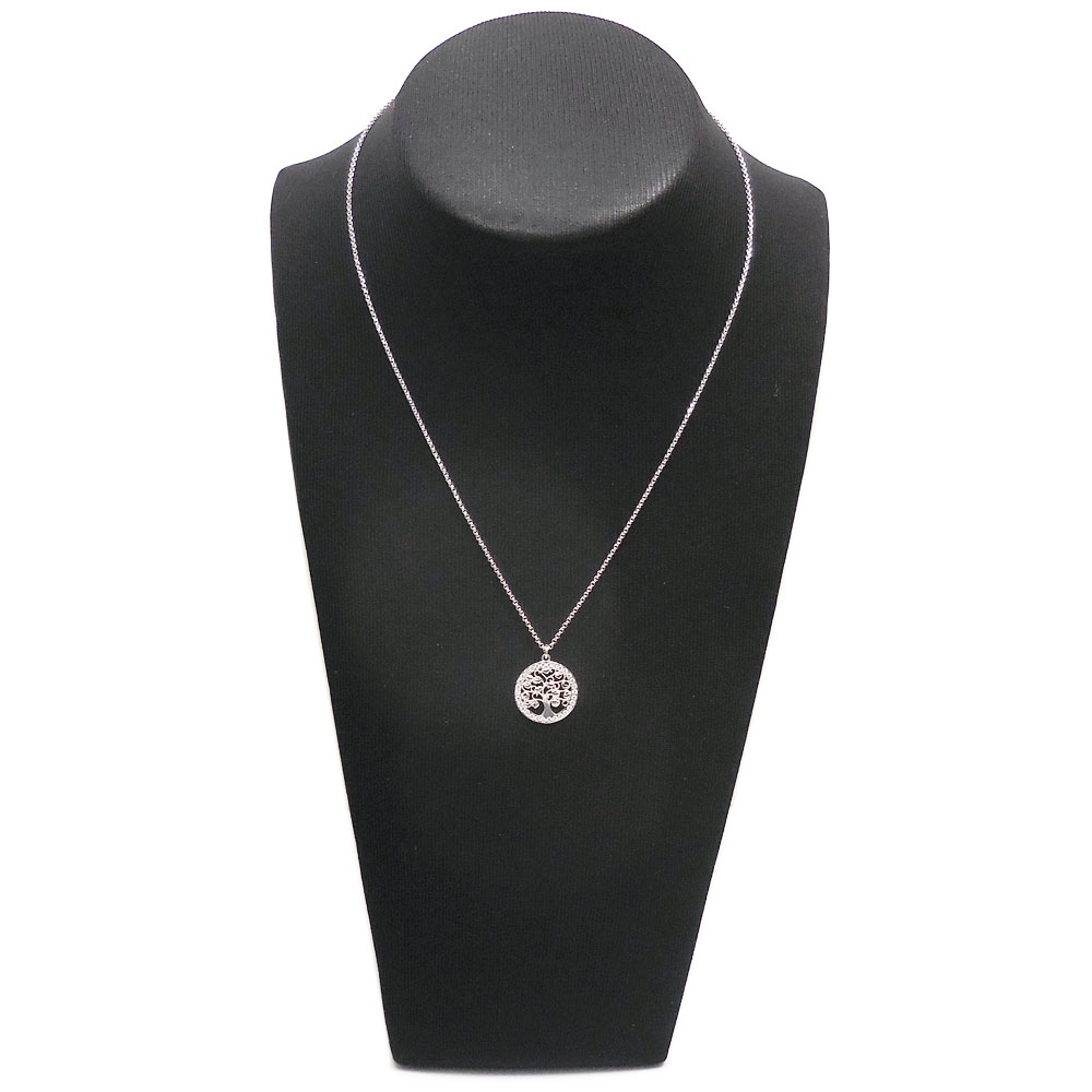 entiere アンティエーレ ネックレス 生命の木 Tree of Life サークル レディース キュービックジルコニア シルバー925 ロジウムメッキ イタリア製
