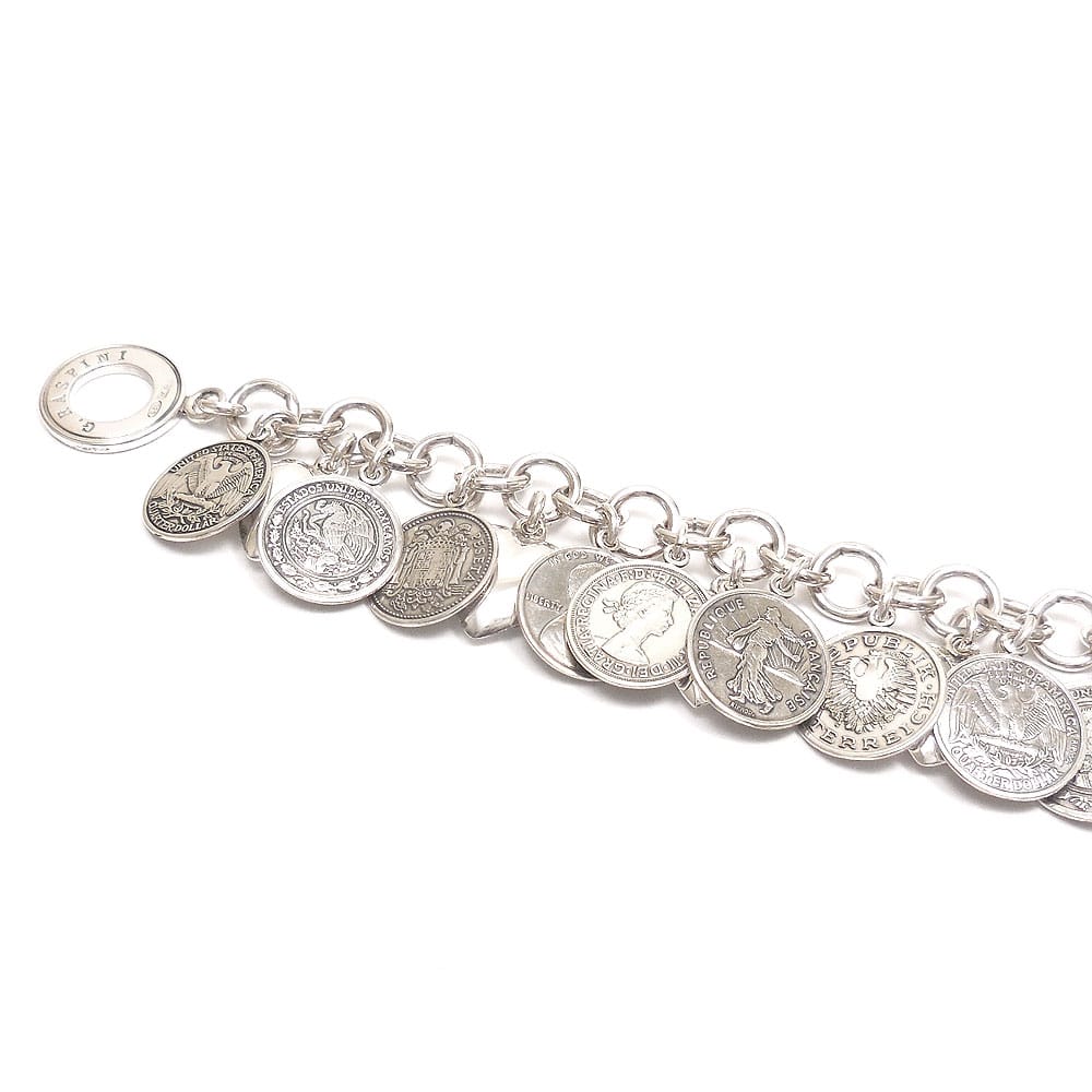 GIOVANNI RASPINI ジョバンニ・ラスピーニ ブレスレット コイン ハート マンテル Tバー トグルクラスプ シルバー925 いぶし銀