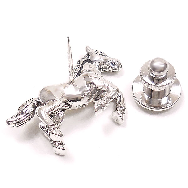 SATURNO サツルノ ピンブローチ ラペルピン 馬 シルバー925 イタリア製 メンズ レディース