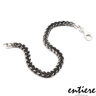 entiere アンティエーレ ブレスレット 19.5cm 幅5mm ダブルキヘイチェーン シルバー925 ブラックルテニウムメッキ レディース メンズ