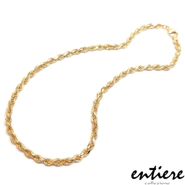 entiere アンティエーレ ネックレス パイプロープ風チェーン 45cm シルバー925 18金メッキ レディース