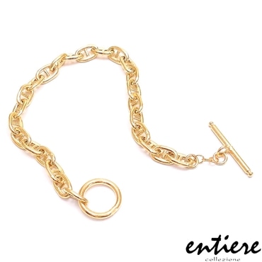 entiere アンティエーレ ブレスレット マンテル トグルクラスプ Tバー マリンチェーン アンカーチェーン 19cm シルバー925 18金メッキ レディース メンズ