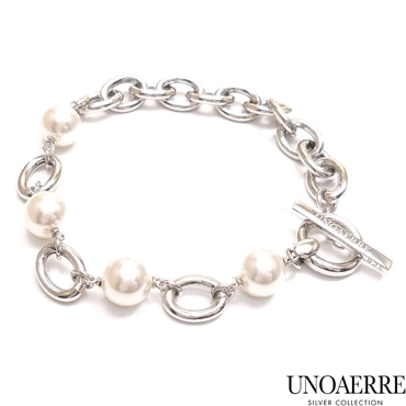 UNOAERRE ウノアエレ ブレスレット クリスタルパール・ステーション Tバー マンテル トグルクラスプ シルバー925 ロジウムメッキ レディース