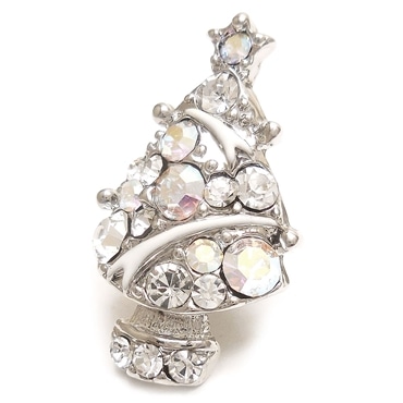 entiere アンティエーレ ピンブローチ ラペルピン クリスマスツリー クリスタルガラス クリア・シルバーカラー メンズ レディース