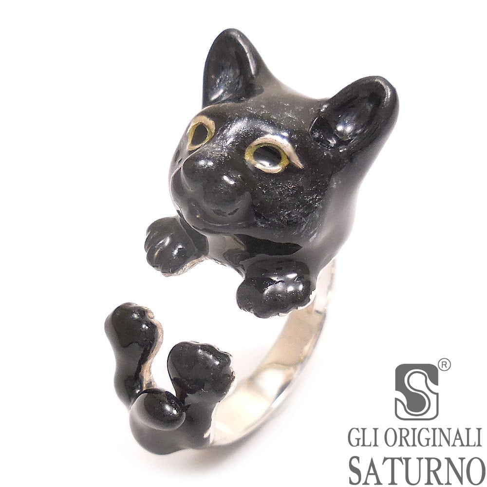 SATURNO サツルノ リング 15号 シルバー925 黒猫 レディース