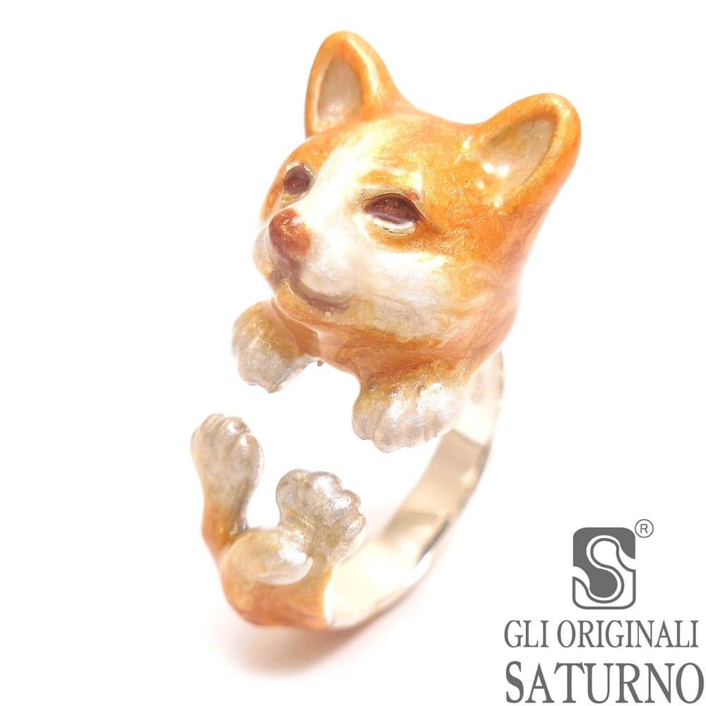 SATURNO サツルノ リング 15号 シルバー925 猫 茶トラ ハチワレ レディース