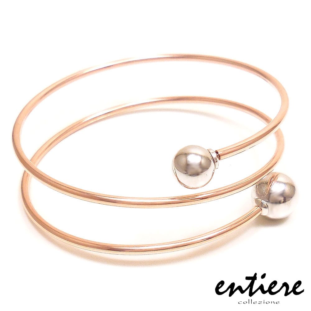 entiere アンティエーレ バングル スパイラル 2連 レディース シルバー925 ピンクゴールド・ロジウムコーティング