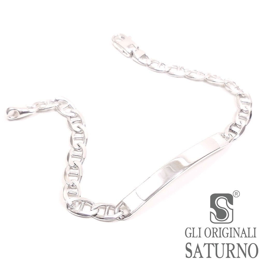 SATURNO サツルノ ブレスレット シルバー925 プレート付きアンカーチェーン メンズ 20cm