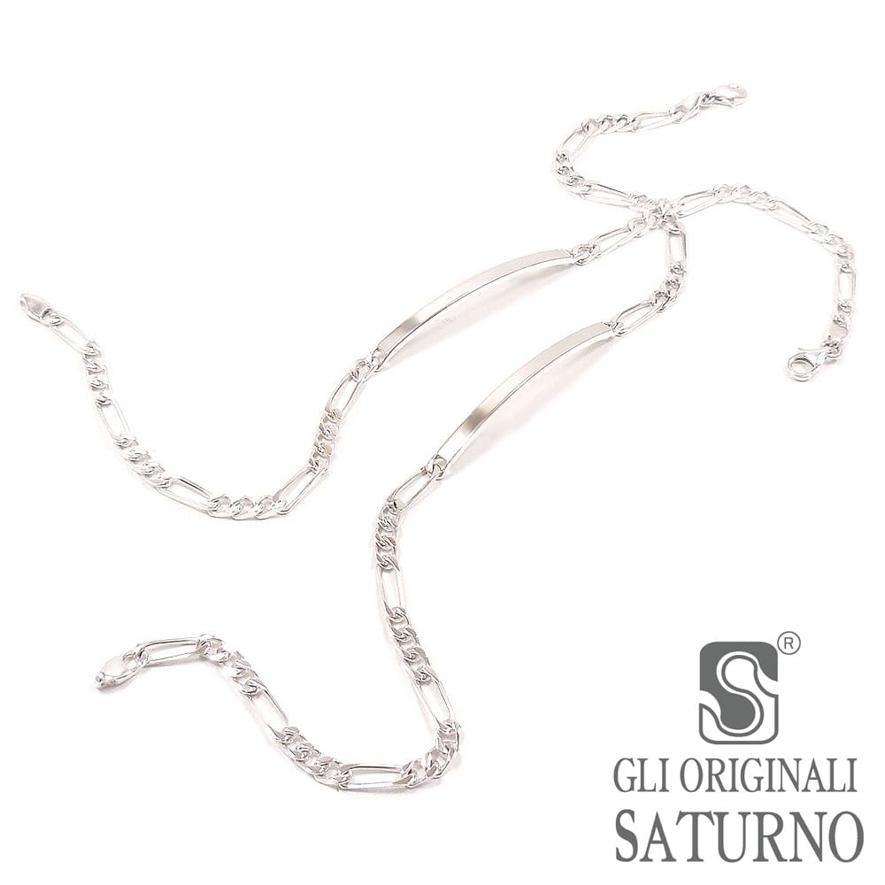 SATURNO サツルノ ペア アンクレット シルバー925 フィガロチェーン 名入れ 刻印 26cm×2本 メンズ レディース