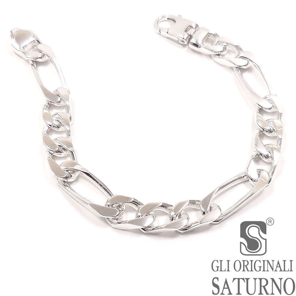 SATURNO サツルノ ブレスレット シルバー925 フィガロチェーン メンズ 20cm 8mm幅