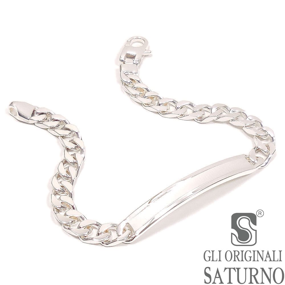 SATURNO サツルノ ブレスレット シルバー925  ツヤ消し入りプレート付き キヘイチェーン メンズ 19cm