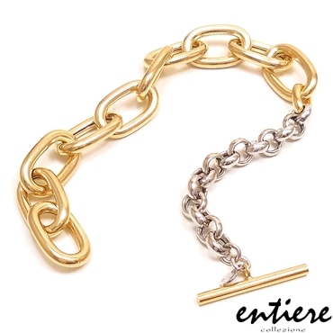 entiere アンティエーレ ブレスレット マンテル トグルクラスプ Tバー バイカラー 20cm レディース シルバー925