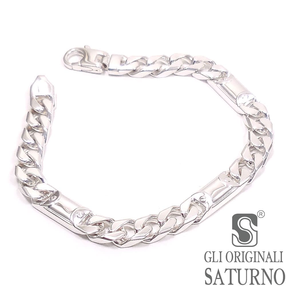 SATURNO サツルノ ブレスレット シルバー925 キヘイチェーン＆ステーション メンズ 20cm