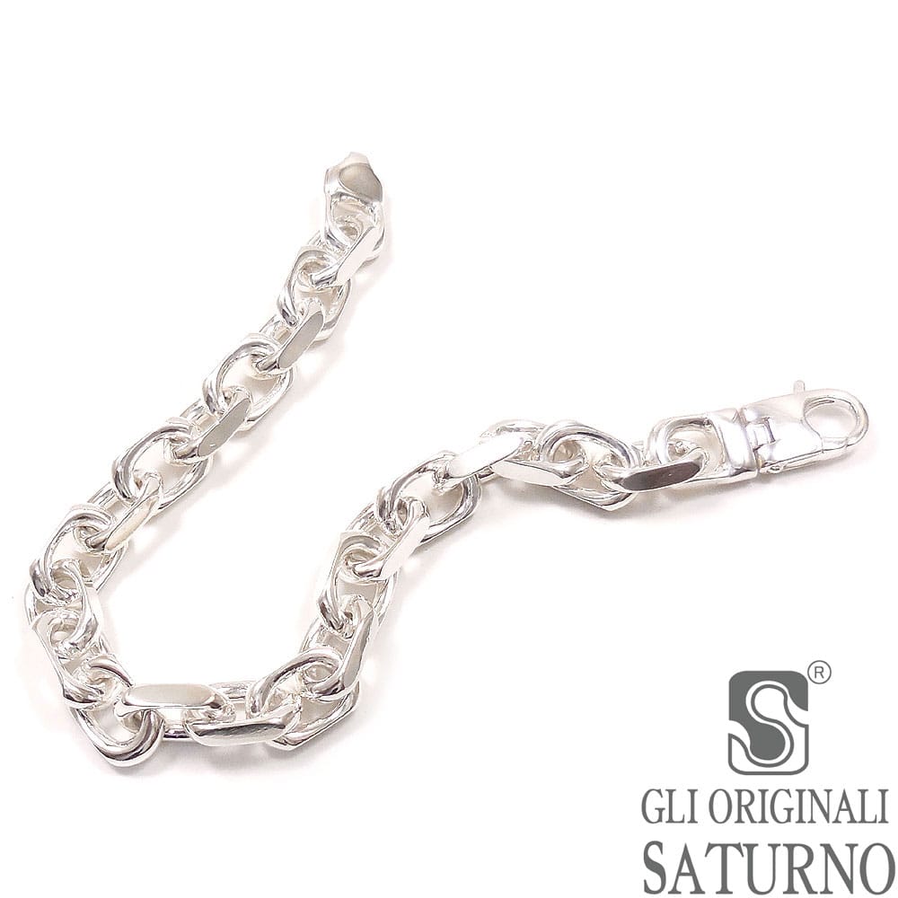 SATURNO サツルノ ブレスレット シルバー925 カットありアズキチェーン メンズ 21.5cm 8.5mm幅