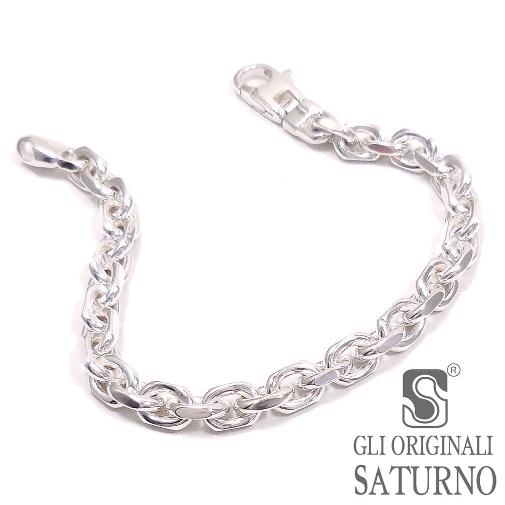 SATURNO サツルノ ブレスレット シルバー925 カットありアズキチェーン メンズ 20cm 5mm幅