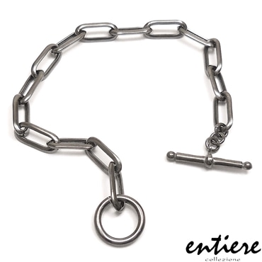 entiere アンティエーレ ブレスレット マンテル トグルクラスプ Tバー クリップチェーン 19cm シルバー925 ルテニウムメッキ レディース メンズ