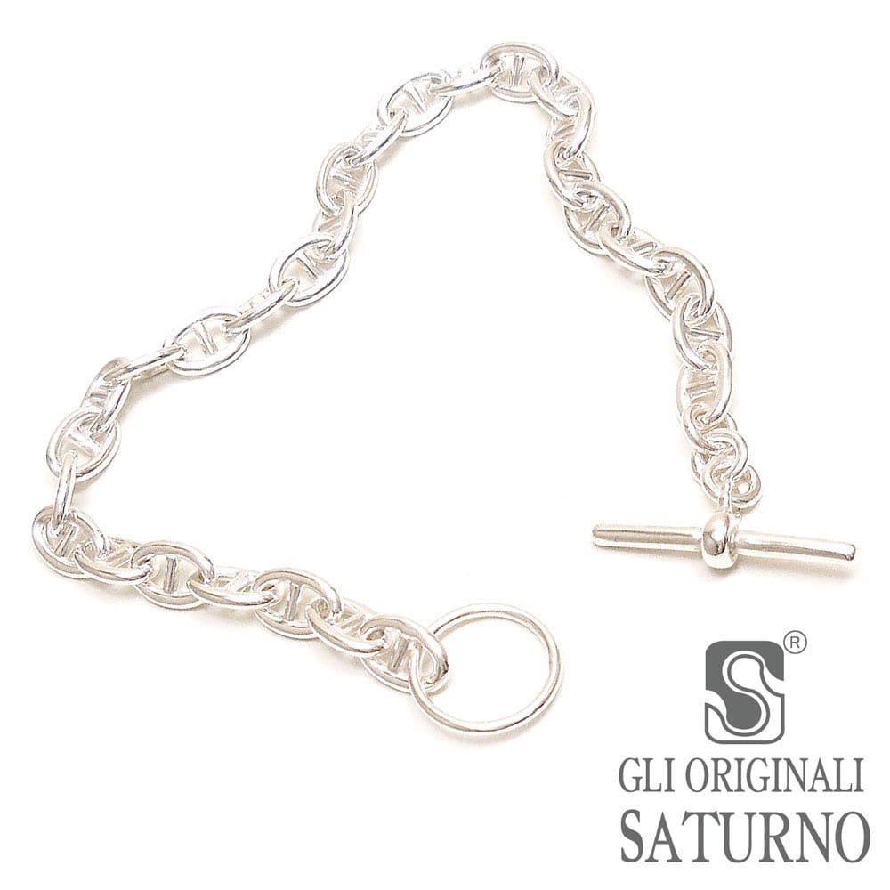SATURNO サツルノ ブレスレット シルバー925 マンテル トグルタイプ Tバー マリンチェーン メンズ 20cm