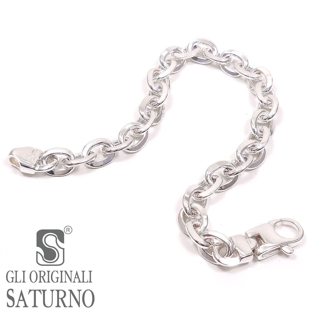 SATURNO サツルノ ブレスレット シルバー925 アズキチェーン メンズ 19.5cm 7mm幅