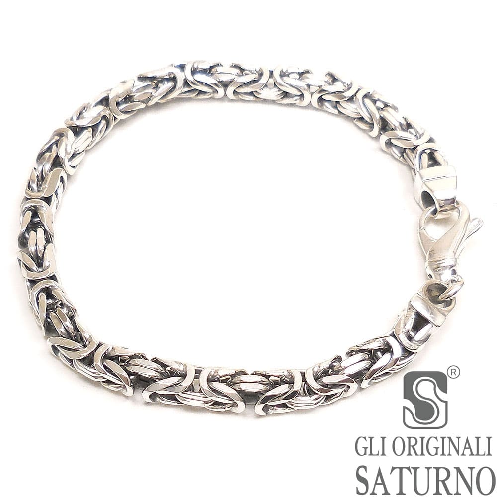 SATURNO サツルノ ブレスレット シルバー925 ビザンチンチェーンデザイン メンズ 21cm 5mm幅