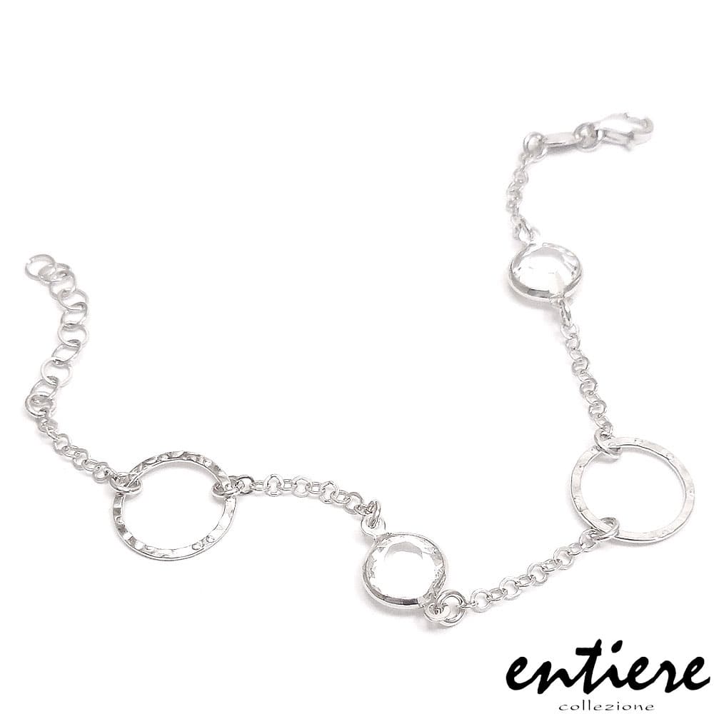 entiere アンティエーレ ブレスレット 16＋3cm クリスタルガラス サークル ステーション シルバー925 ロジウムメッキ レディース イタリア製
