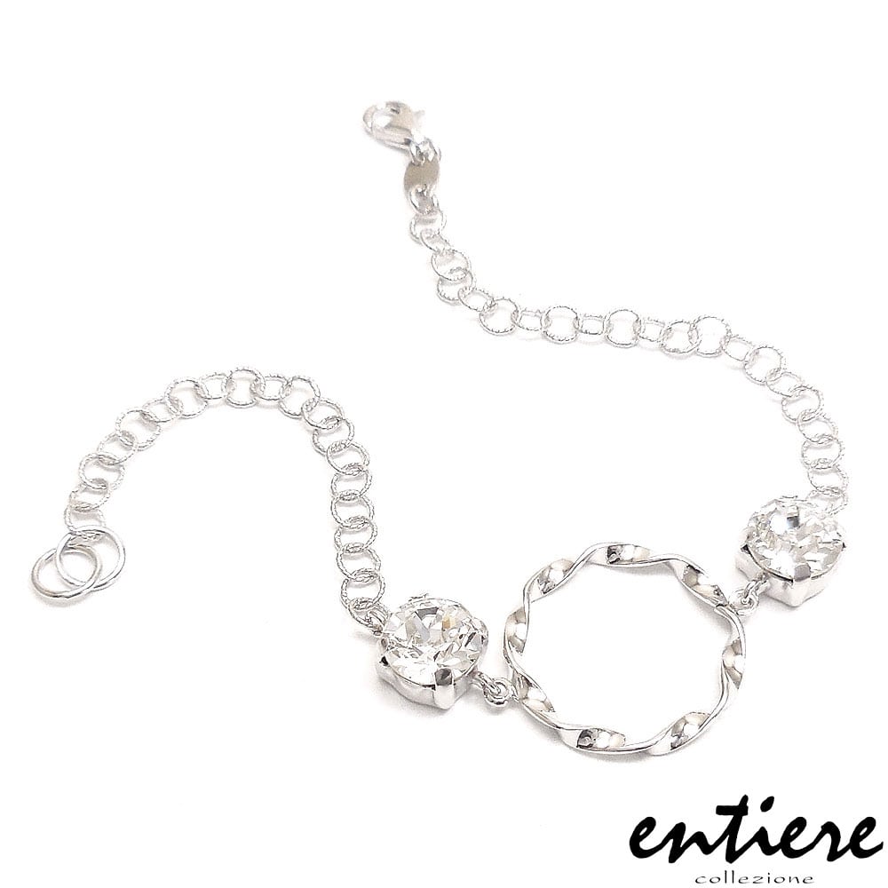 entiere アンティエーレ ブレスレット 20cm クリスタルガラス サークル シルバー925 ロジウムメッキ レディース イタリア製