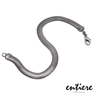 entiere アンティエーレ ブレスレット 平スネークチェーン 6mm幅 19cm シルバー925  いぶし加工 メンズ