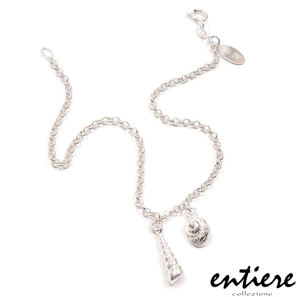 entiere アンティエーレ アンクレット 巻貝チャーム 23cm シルバー925 イニシャル刻印 レディース イタリア製