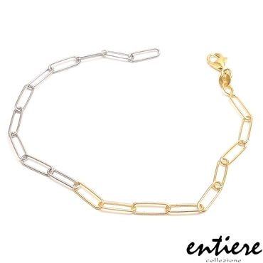 entiere アンティエーレ ブレスレット クリップチェーン 19cm シルバー925 ロジウム・18金メッキ バイカラー レディース