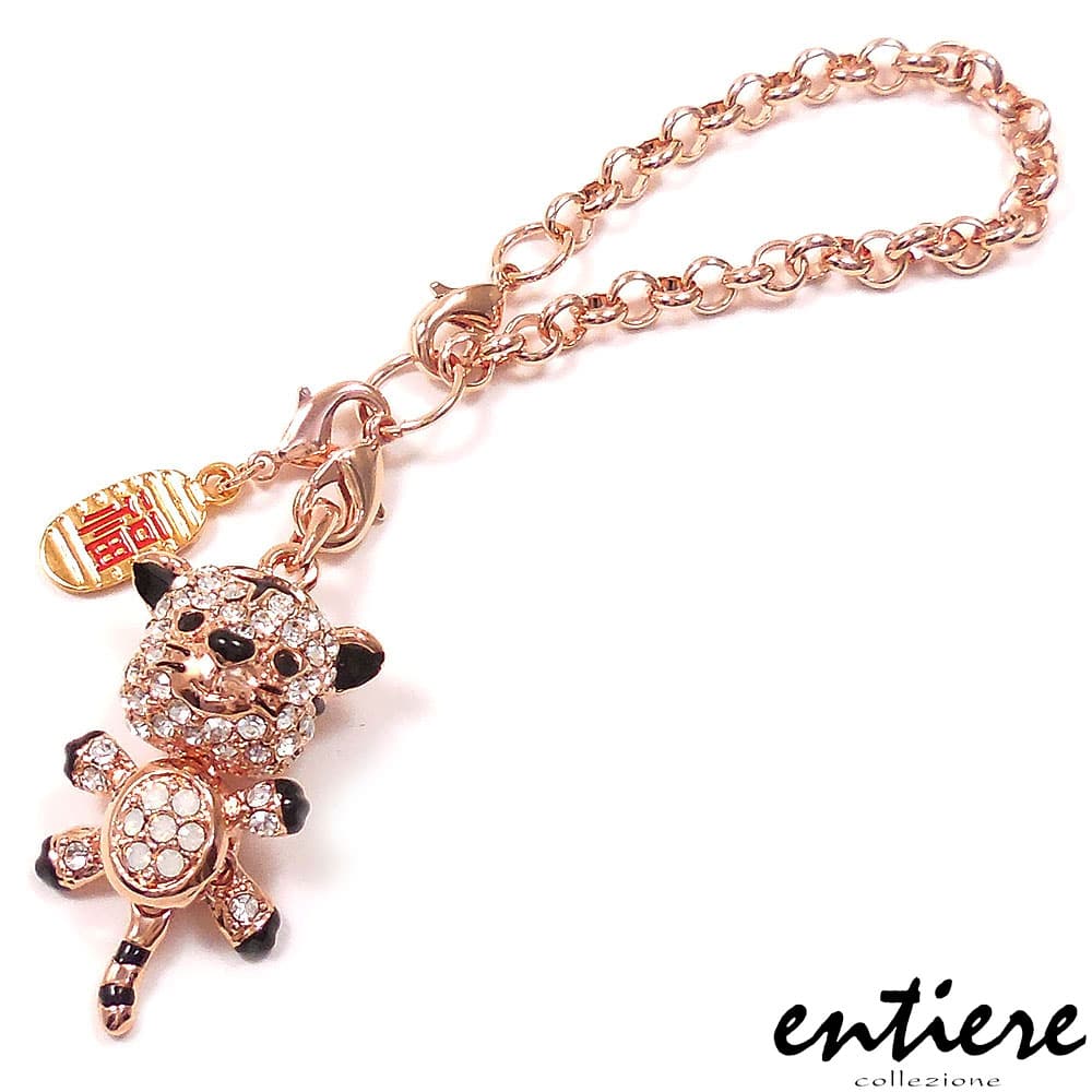 entiere アンティエーレ キラキラ チャーム バッグチャーム 虎 寅 トラ ピンクゴールドカラー